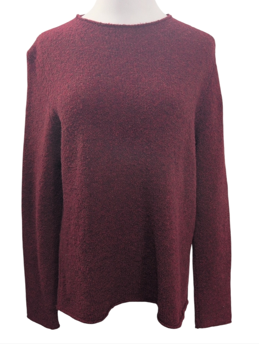 Eileen Fisher Wool Blend Sweater, Pullover, Burgundy Wine, Medium, Italian Yarn
